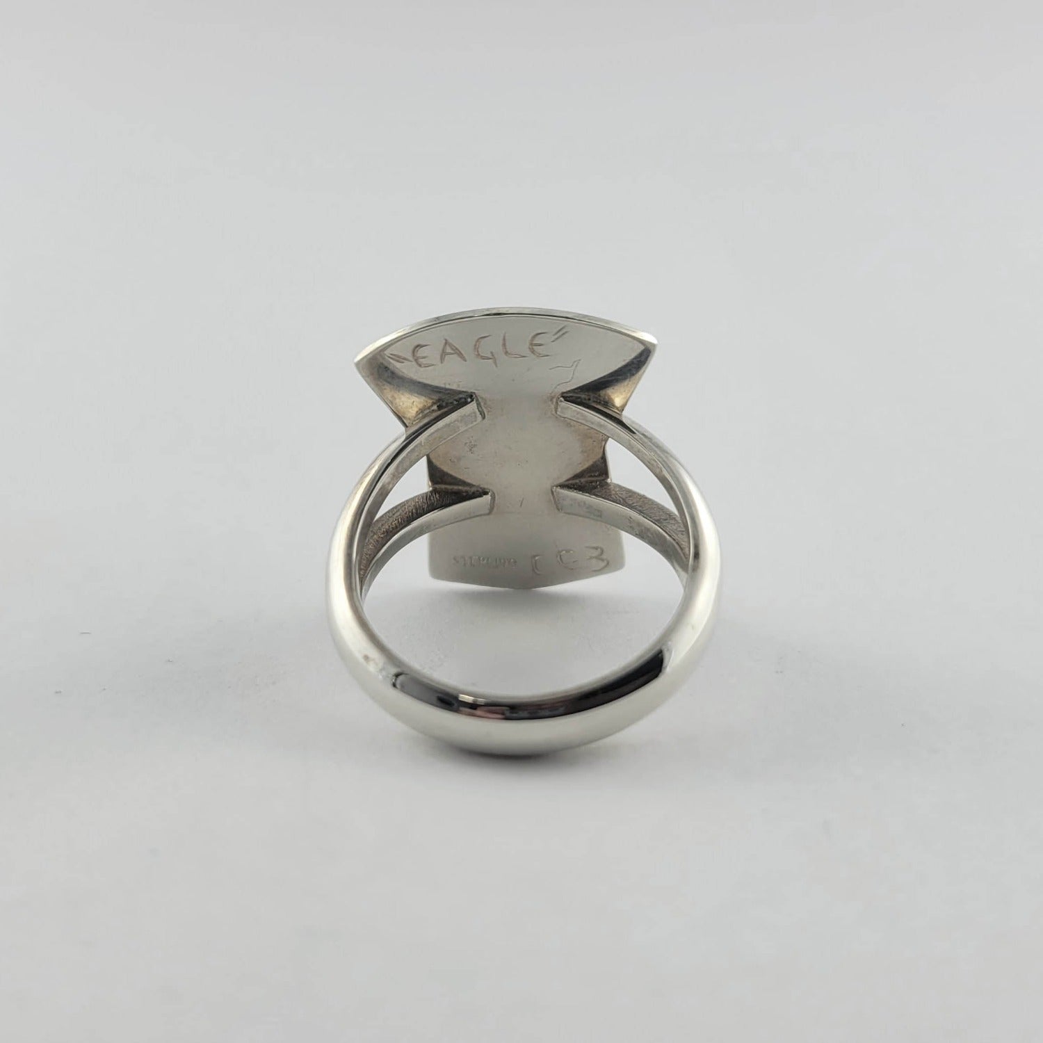 Silver and Amber Eagle Ring by Kwakwaka'wakw artist Chris Cook