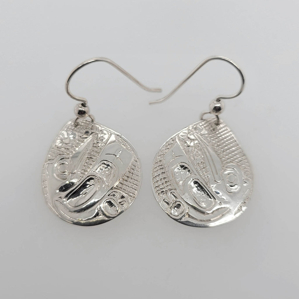 Silver Hummingbird Earrings by Haida artist Carmen Goertzen