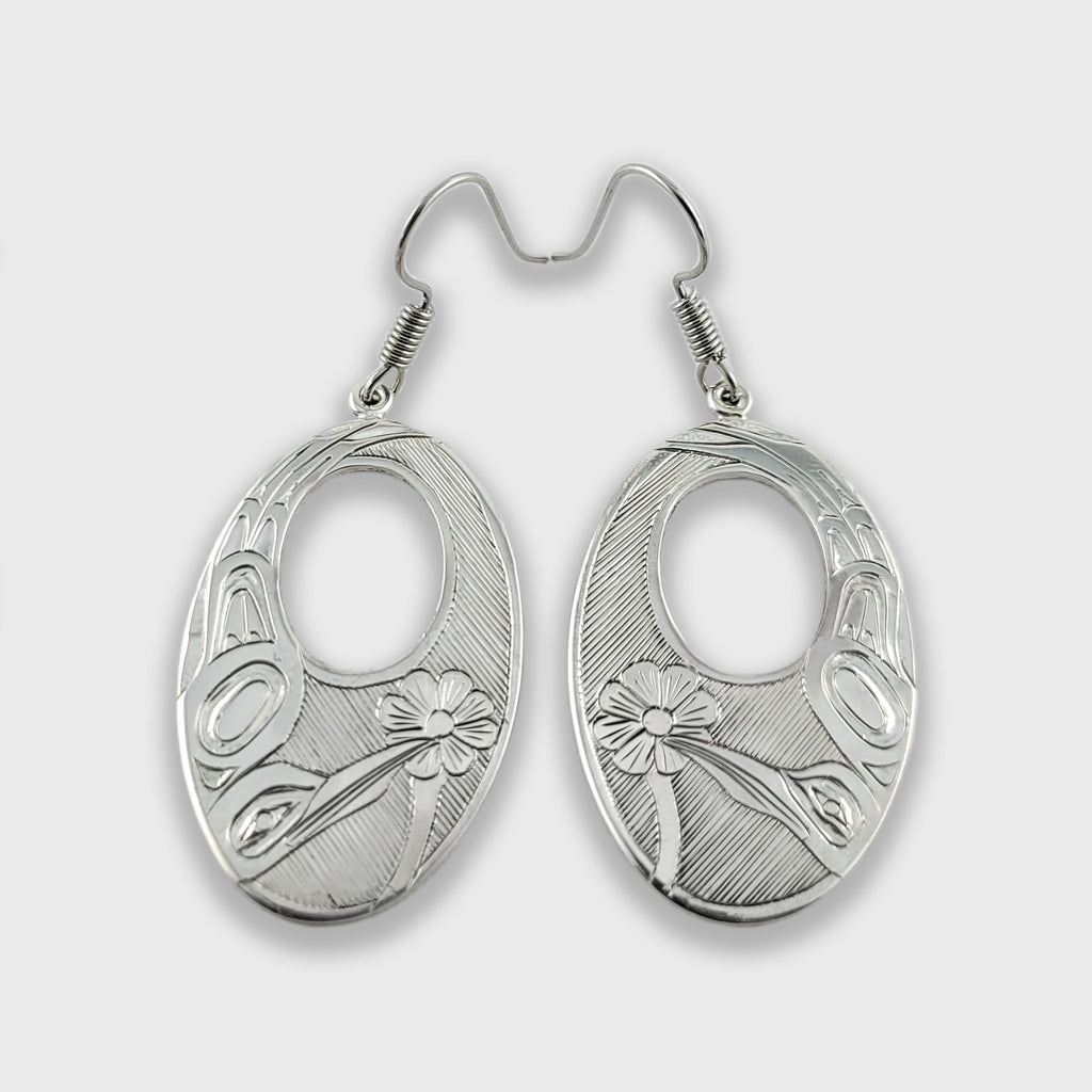 Silver Hummingbird Earrings by Haida artist Andrew Williams