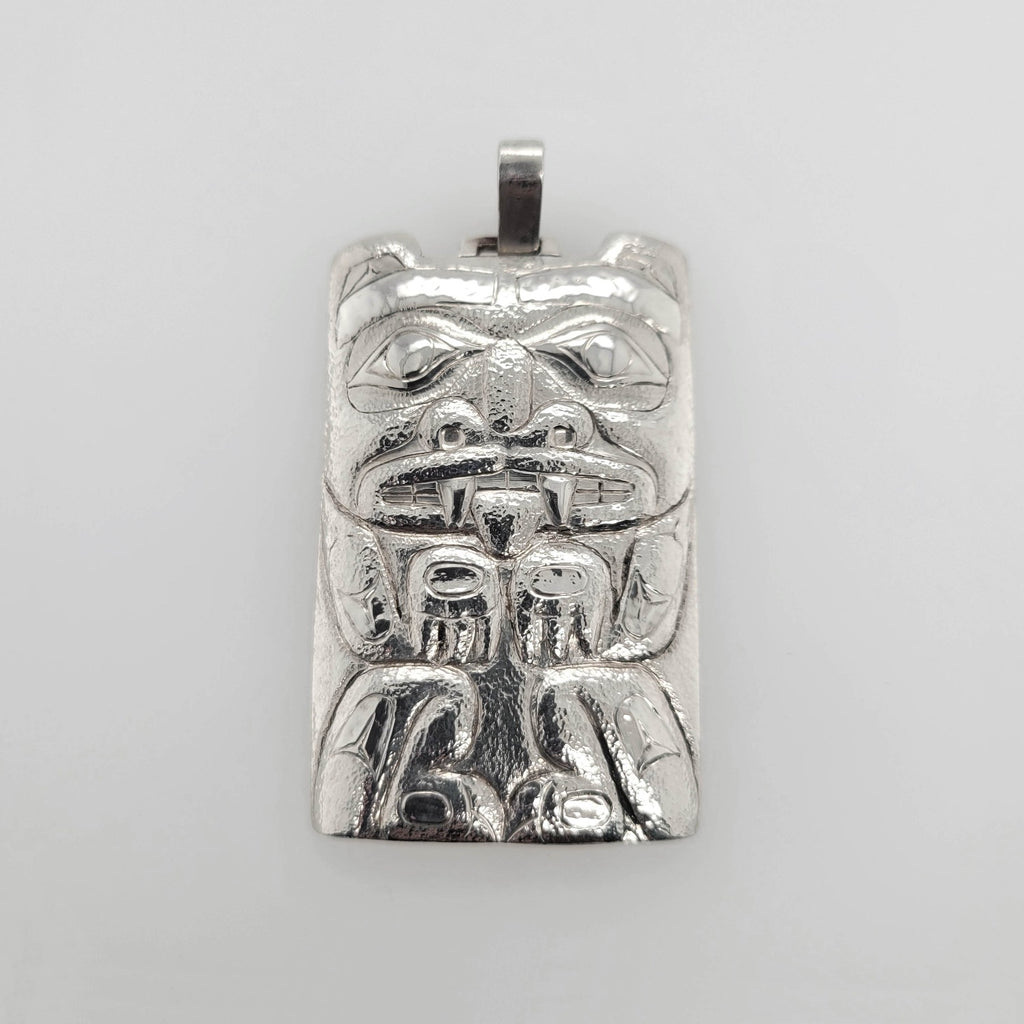 Native Silver Hammered Pendant by Haida artist Derek White