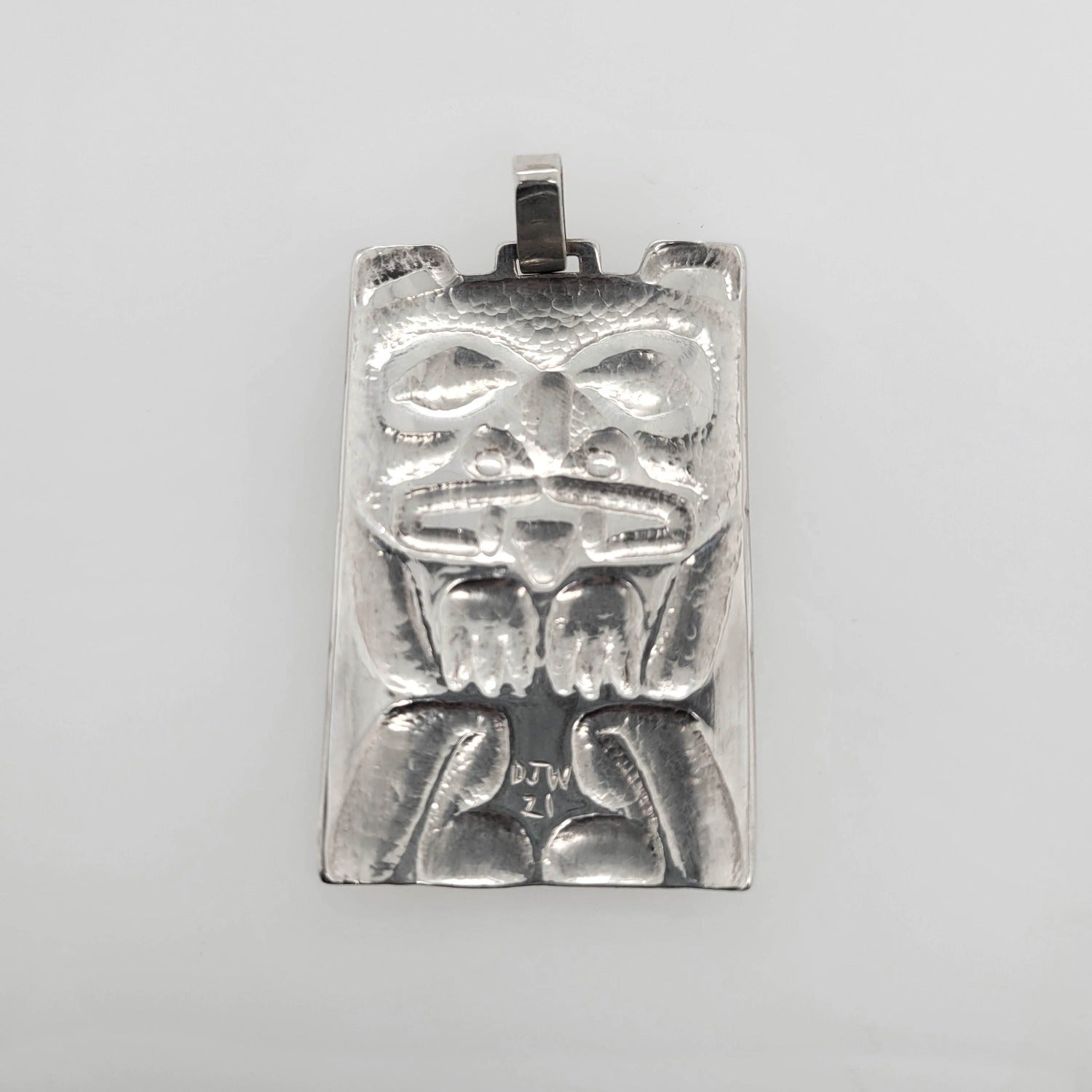 Native Silver Hammered Pendant by Haida artist Derek White