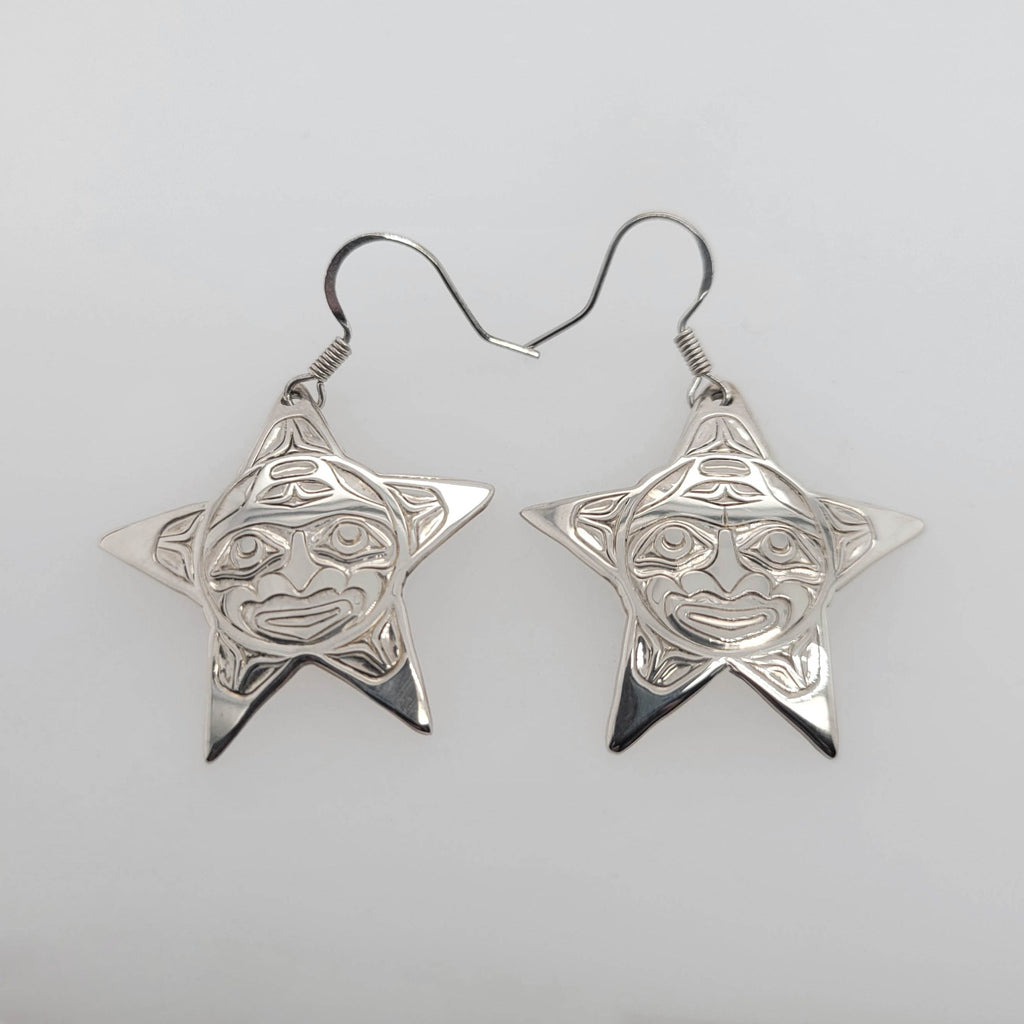 First Nations Silver Star Earrings by Kwakwaka'wakw artist Joe Wilson