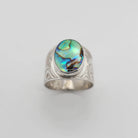 Silver and Abalone Orca Signet Ring by Kwakwaka'wakw artist Chris Cook