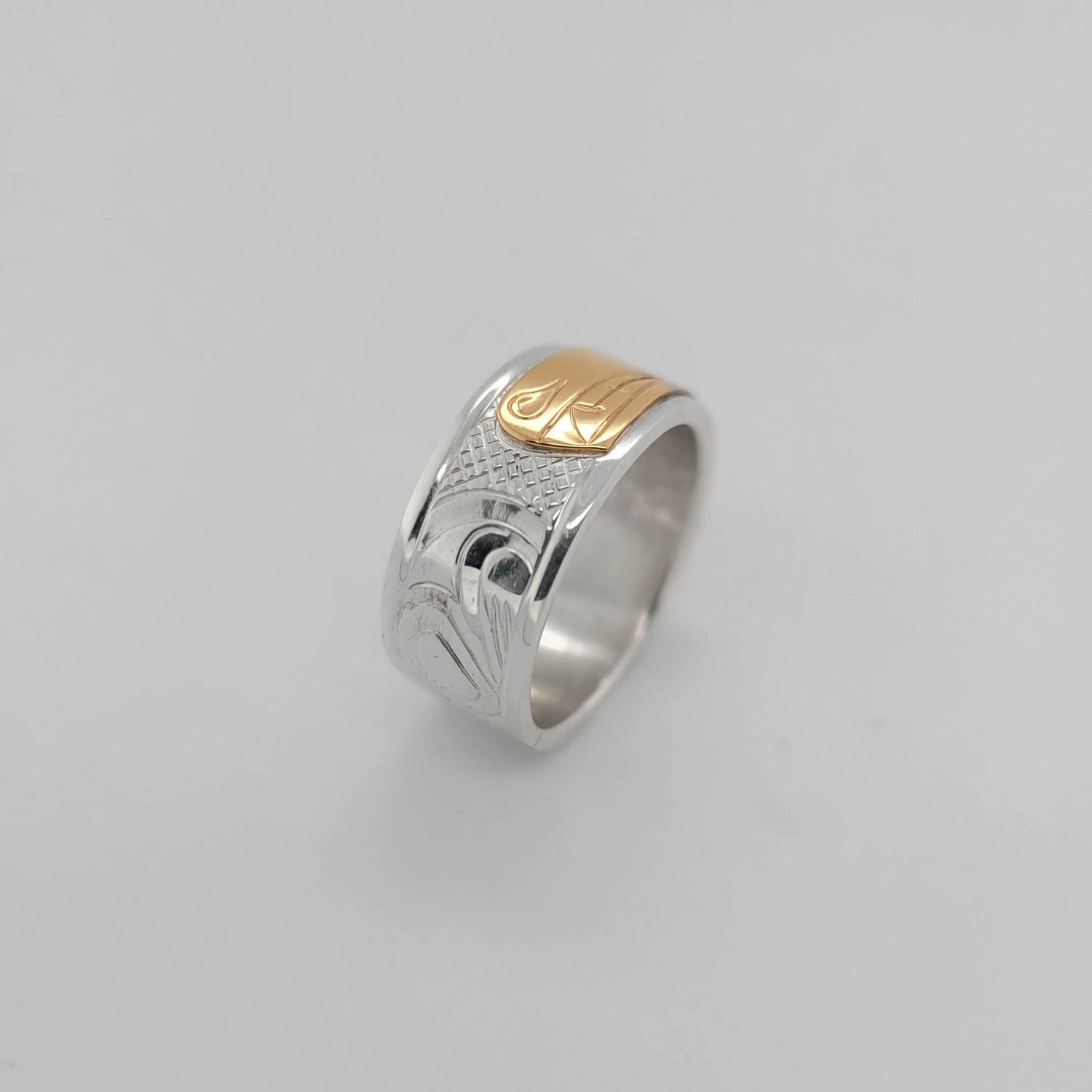 Native Silver and Gold Bear Ring by Cree artist Justin Rivard