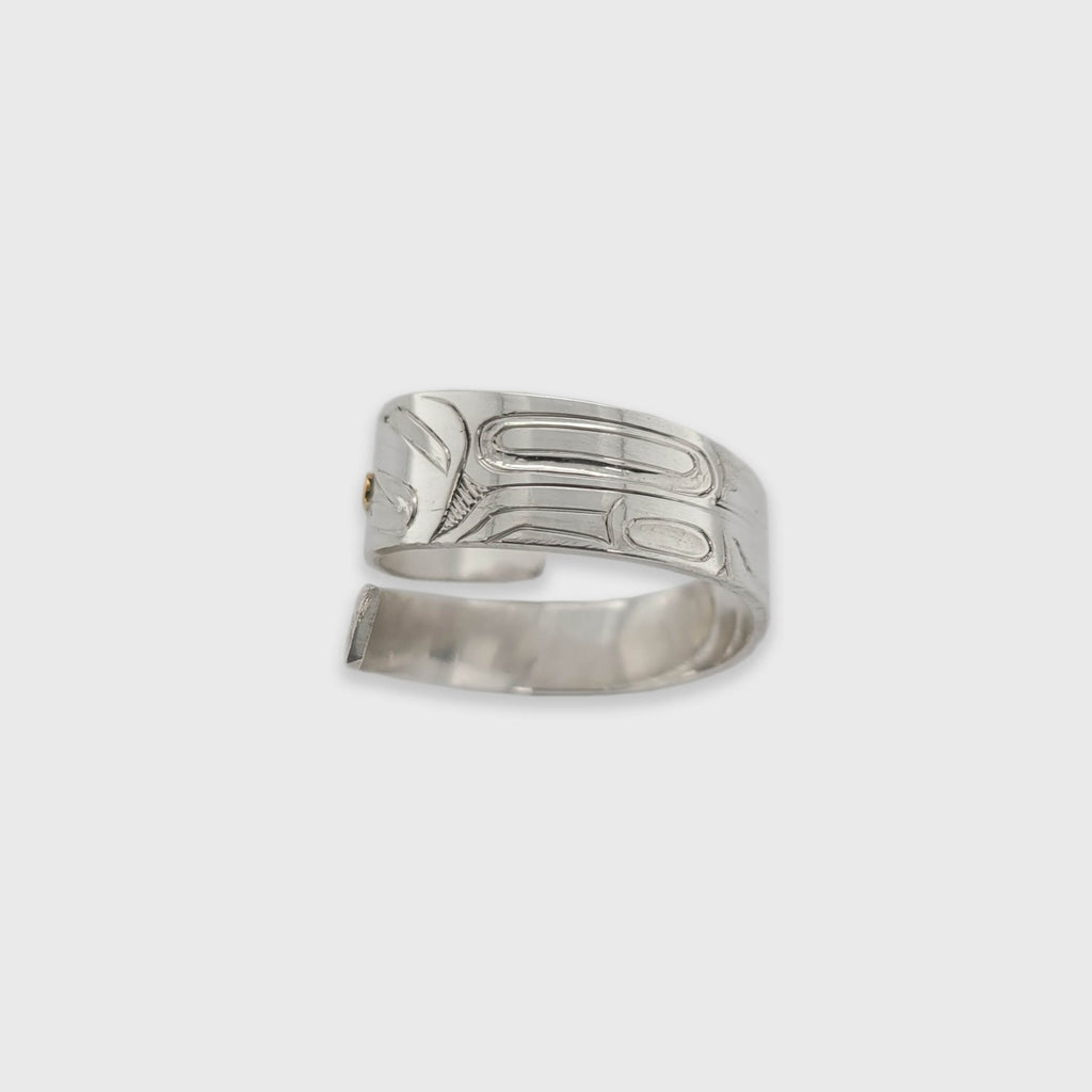 Silver and Gold Bear Wrap Ring by Haida artist Andrew Williams