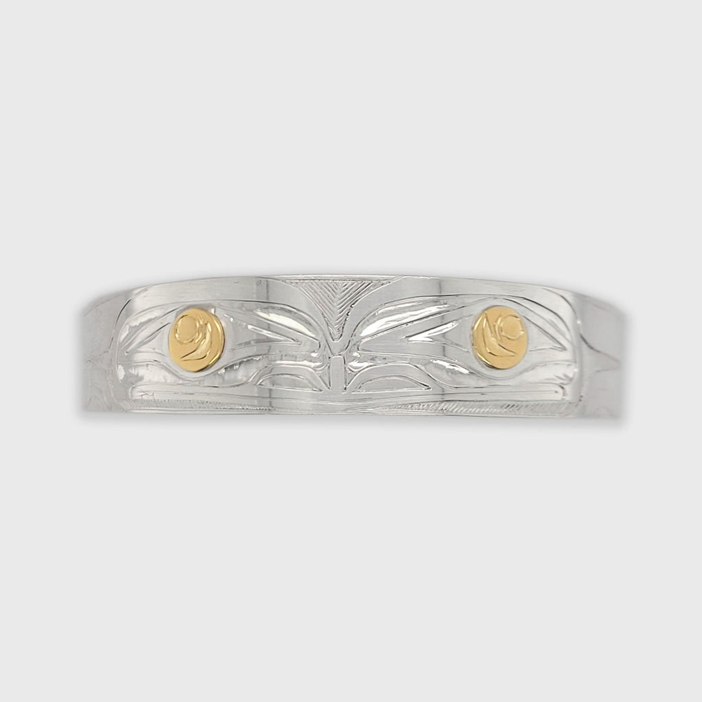 Silver and Gold Frog Bracelet by Haida artist Andrew Williams