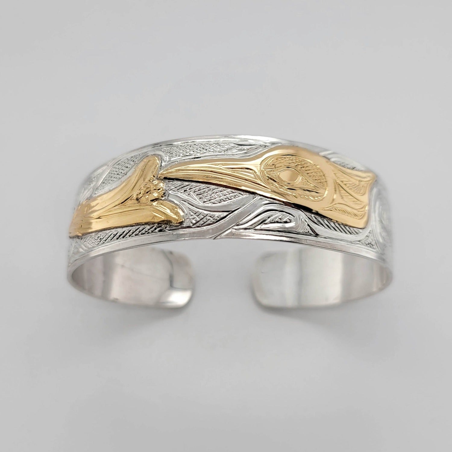 Native Silver and Gold Hummingbird Bracelet by Tsimshian artist Bill Helin