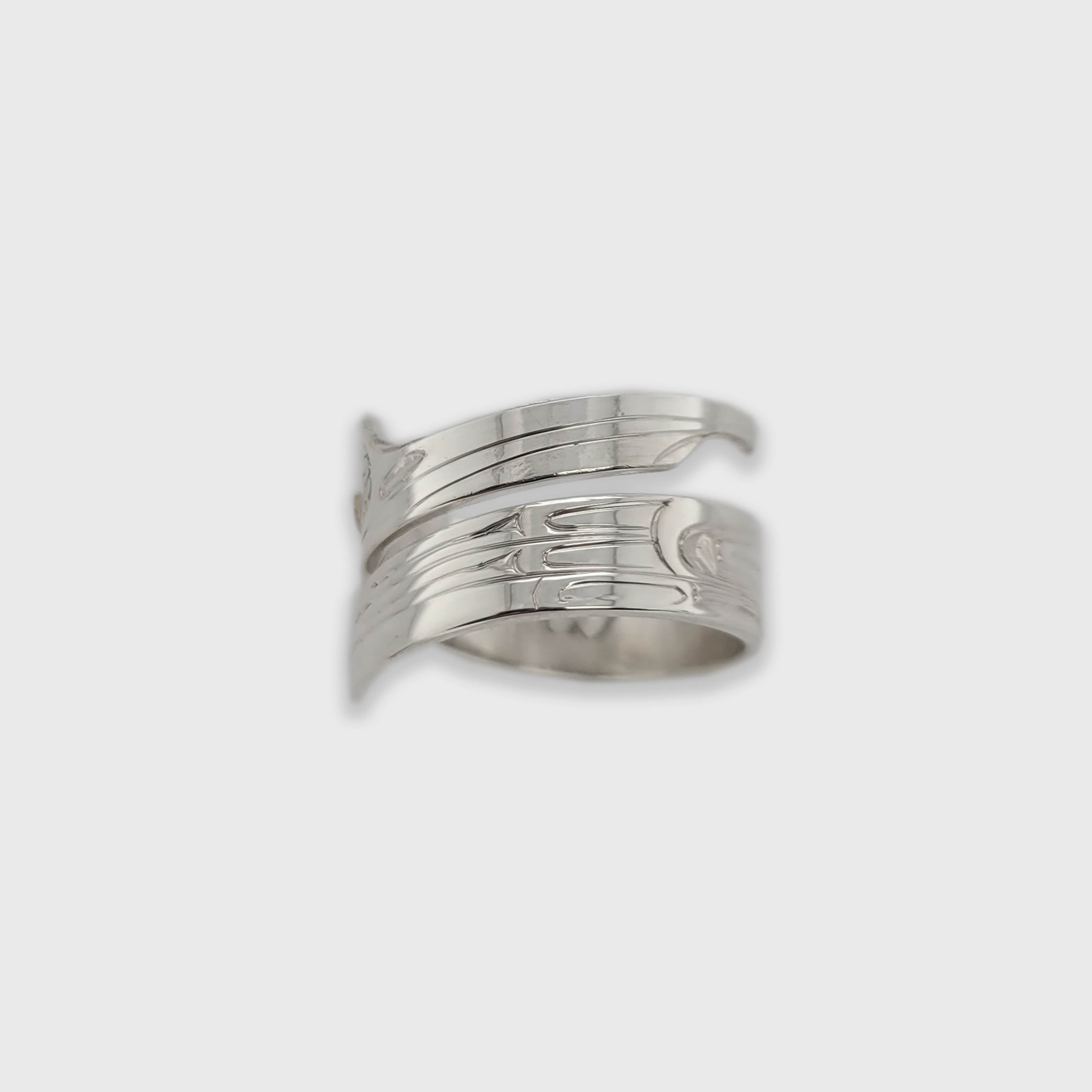 Silver and Gold Hummingbird Wrap Ring by Haida artist Andrew Williams