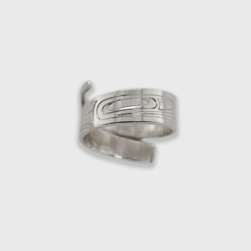 Silver and Gold Hummingbird Wrap Ring by Haida artist Andrew Williams