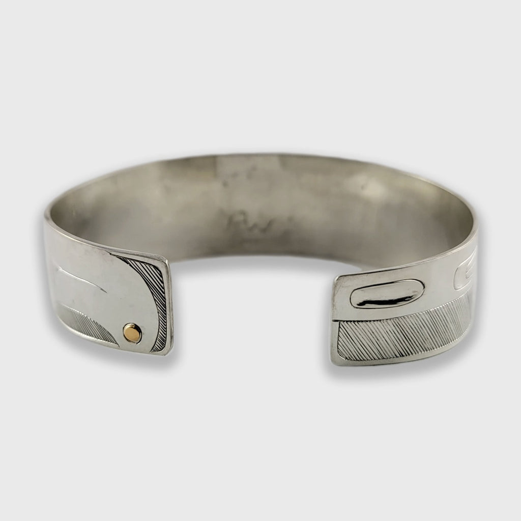 Silver and Gold Orca Bracelet by Haida artist Andrew Williams