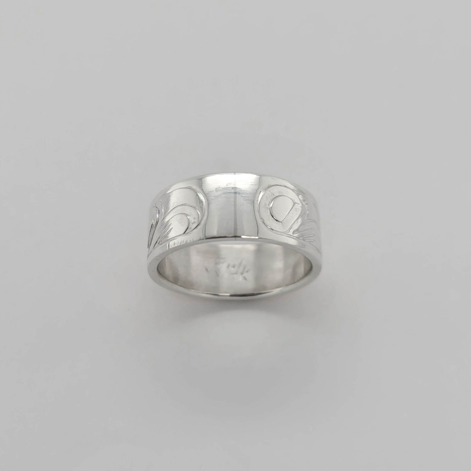 Native Silver and Gold Wolf Ring by Cree artist Justin Rivard