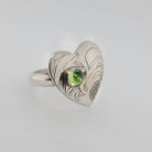 Silver and Peridot Eagle Ring by Kwakwaka'wakw artist Chris Cook