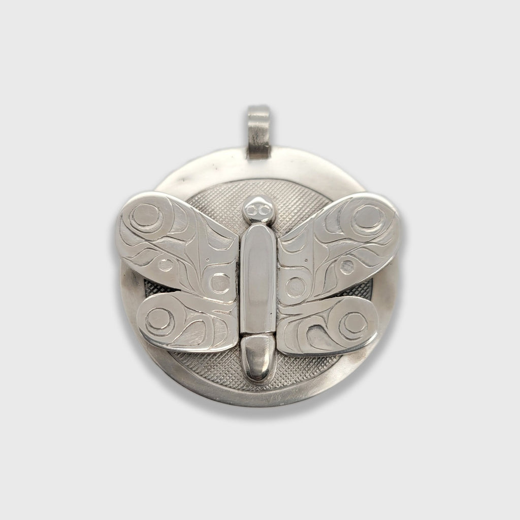 First Nations Silver Butterfly Pendant by Haida artist Chris Russ