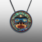 Wood and Abalone Moon Mask Pendant by Kwakwaka'wakw carver Kevin Cranmer