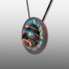 Wood and Abalone Moon Mask Pendant by Kwakwaka'wakw carver Kevin Cranmer