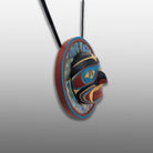 Wood and Abalone Moon Mask Pendant by Kwakwaka'wakw carver Kevin Cranmer