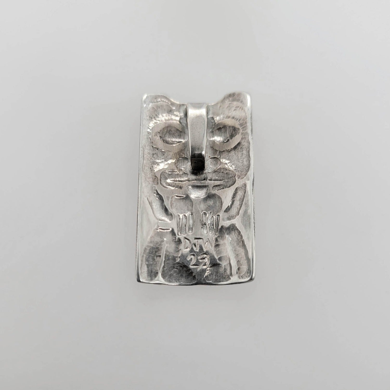 Native Silver Hammered Pendant by Haida artist Derek White