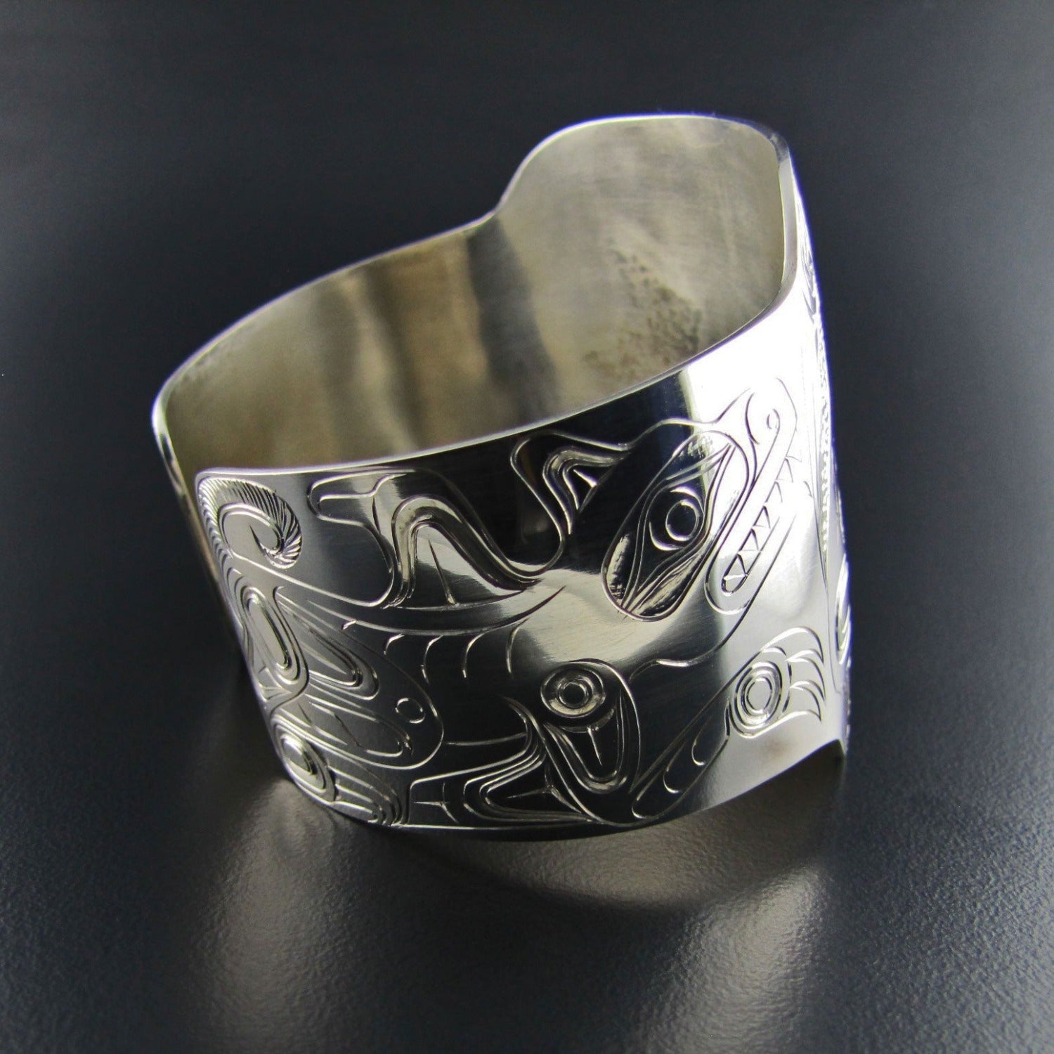 Silver Lazy Son-in-Law Bracelet by Haida artist Ron Russ