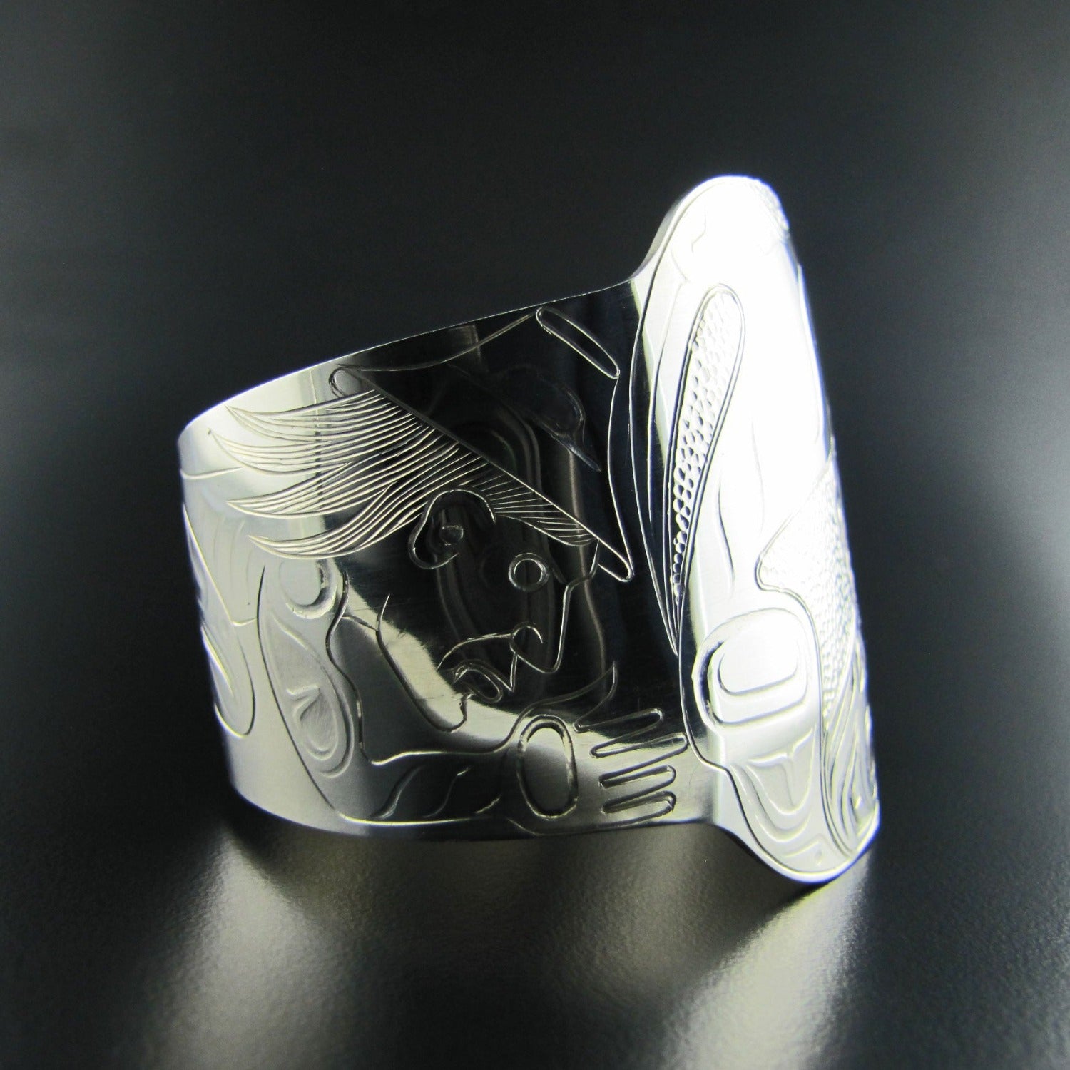 Silver Lazy Son-in-Law Bracelet by Haida artist Ron Russ