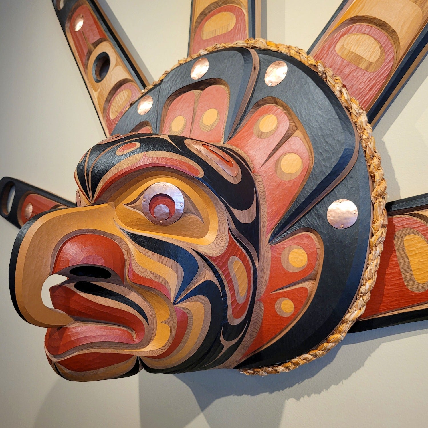 Large Hawk Sun Mask by Kwakwaka'wakw artist Junior Henderson