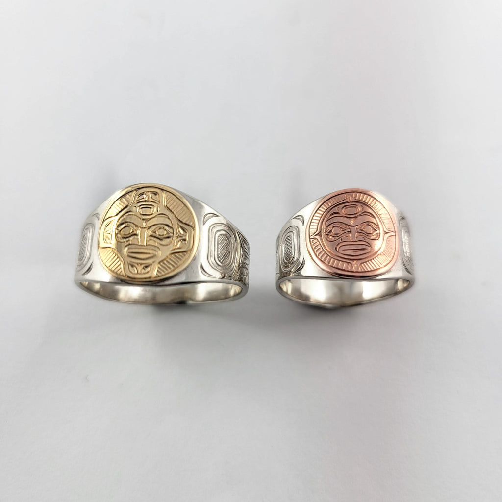 Custom Gold Sun and Moon First Nations Wedding Rings
