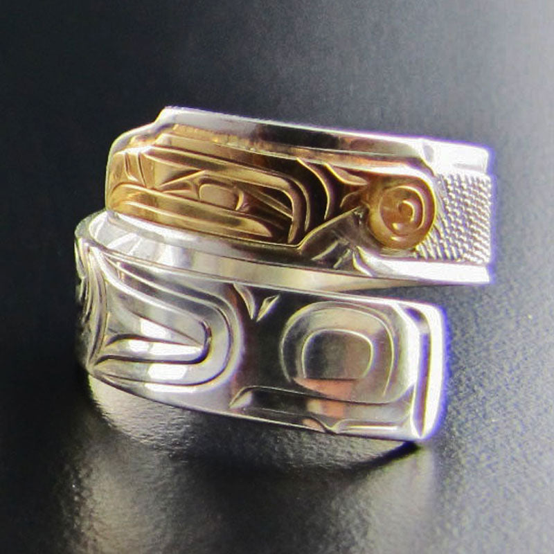 Silver and Gold Thunderbird Wrap Ring by Kwakwaka'wakw artist Rick Johnson