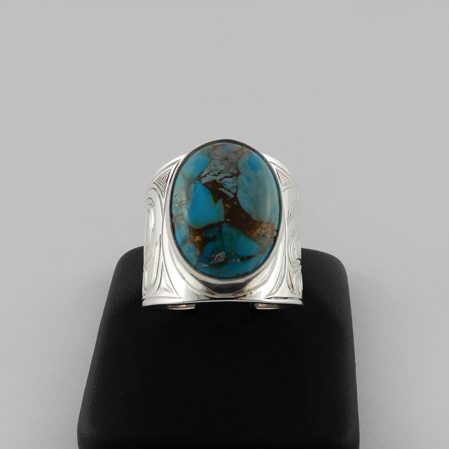 Silver and Turquoise Signet Ring by Kwakwaka'wakw artist Chris Cook