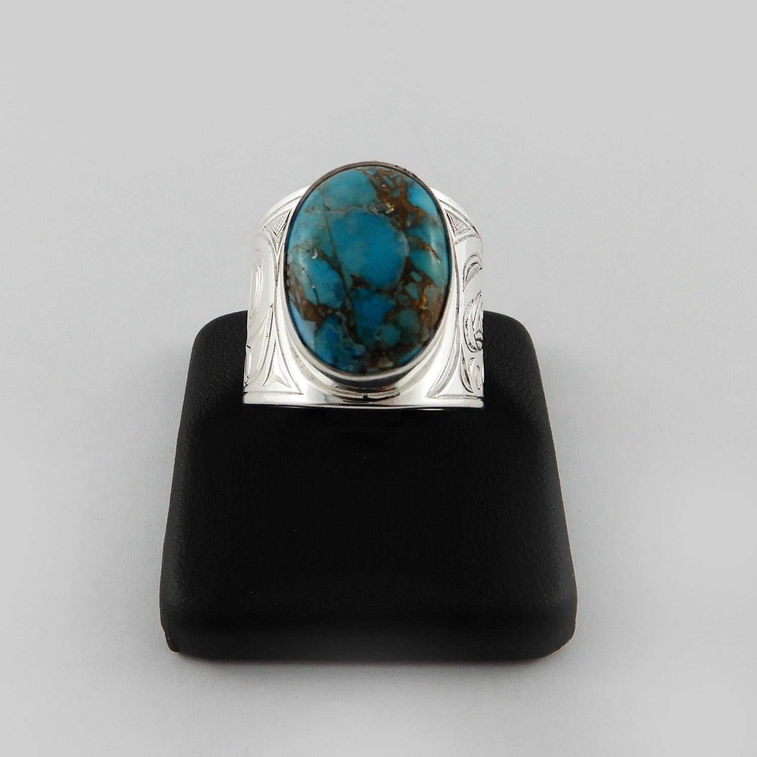 Silver and Turquoise Signet Ring by Kwakwaka'wakw artist Chris Cook