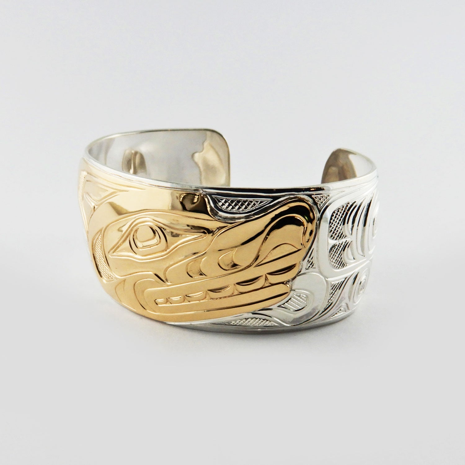 Silver and Gold Wolf Bracelet by Kwakwaka'wakw artist Joe Wilson