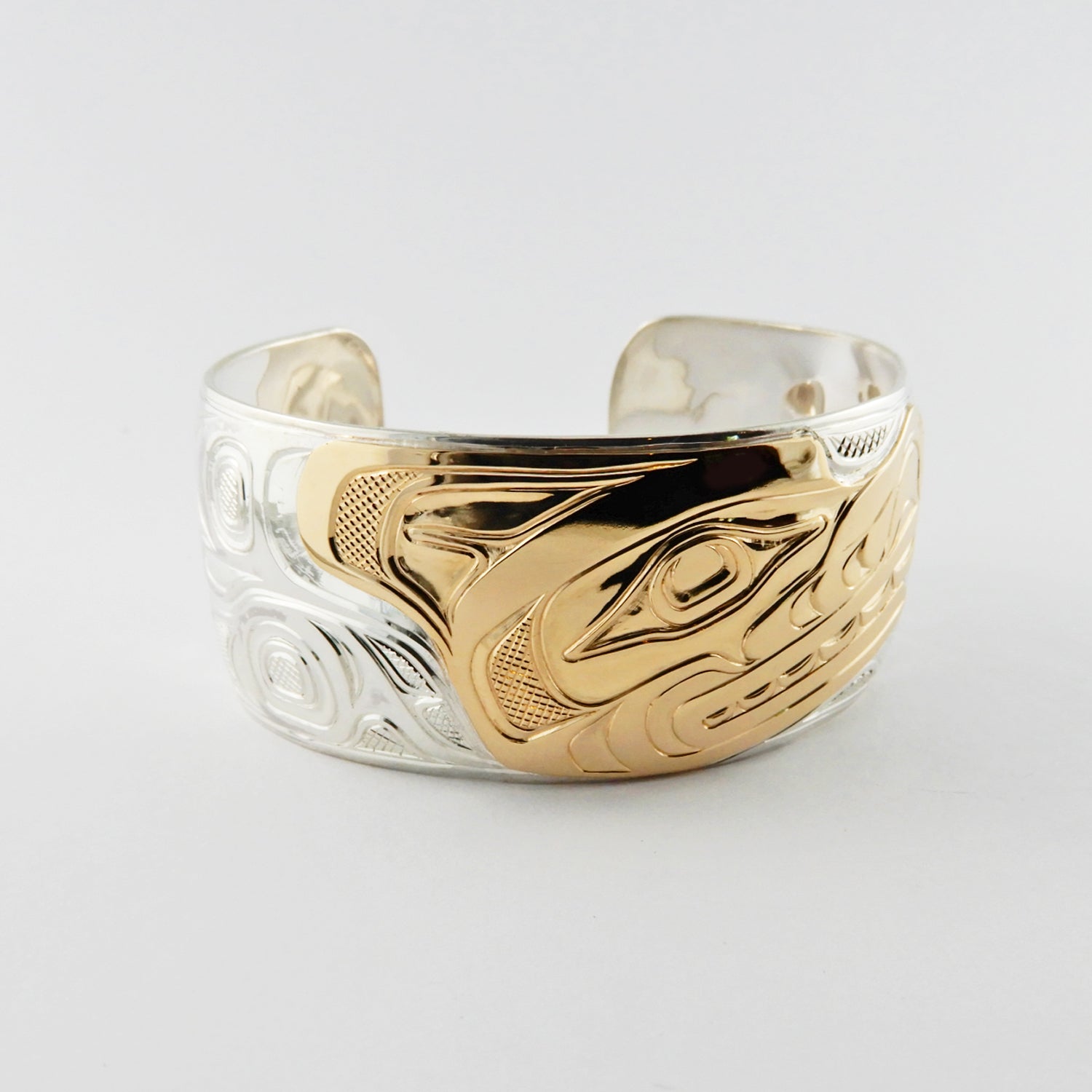 Silver and Gold Wolf Bracelet by Kwakwaka'wakw artist Joe Wilson