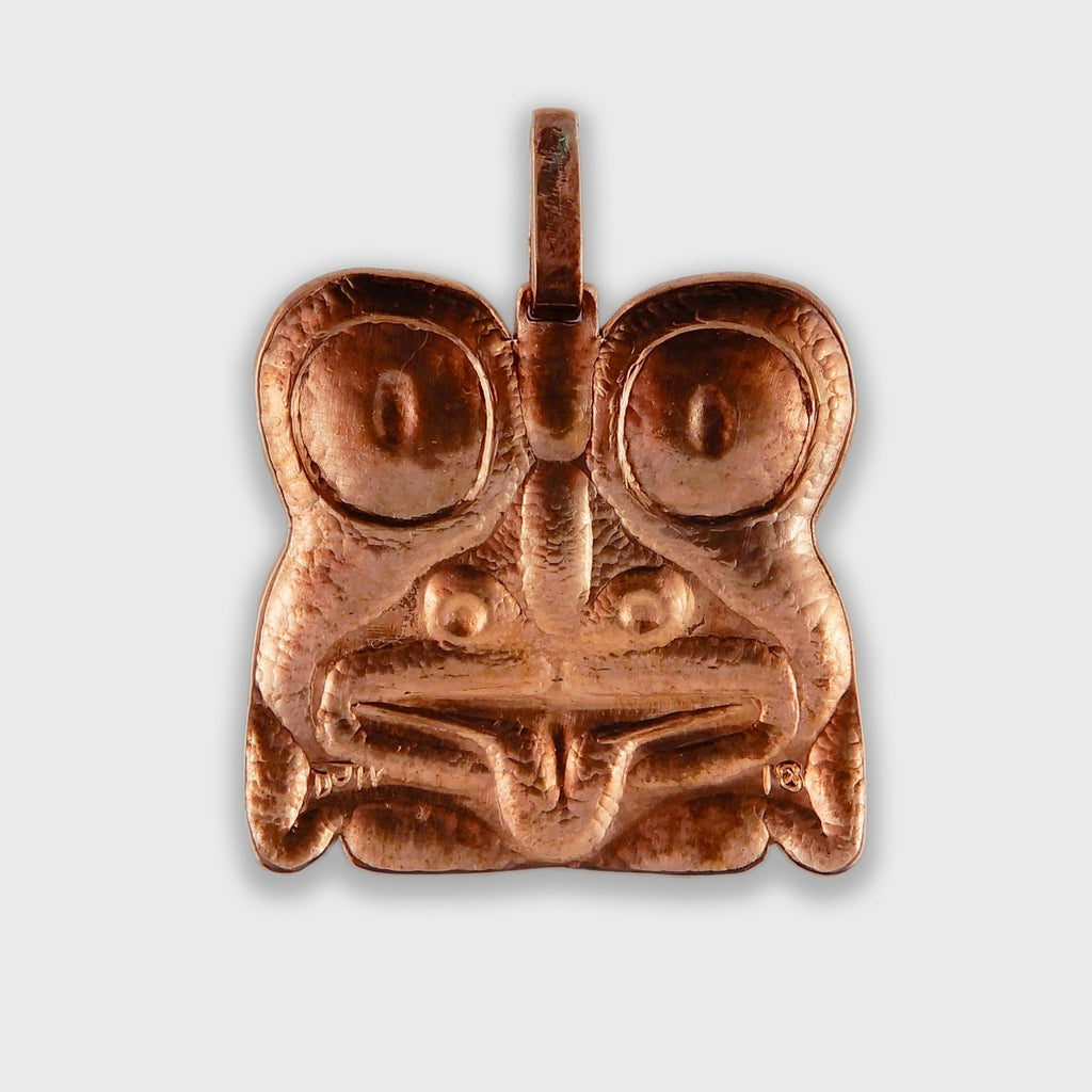 Copper Carved and Hammered Frog Pendant by Haida artist Derek White