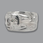 First Nations Silver and ivory Hammered Bracelet by Coast Salish artist Luke Marston