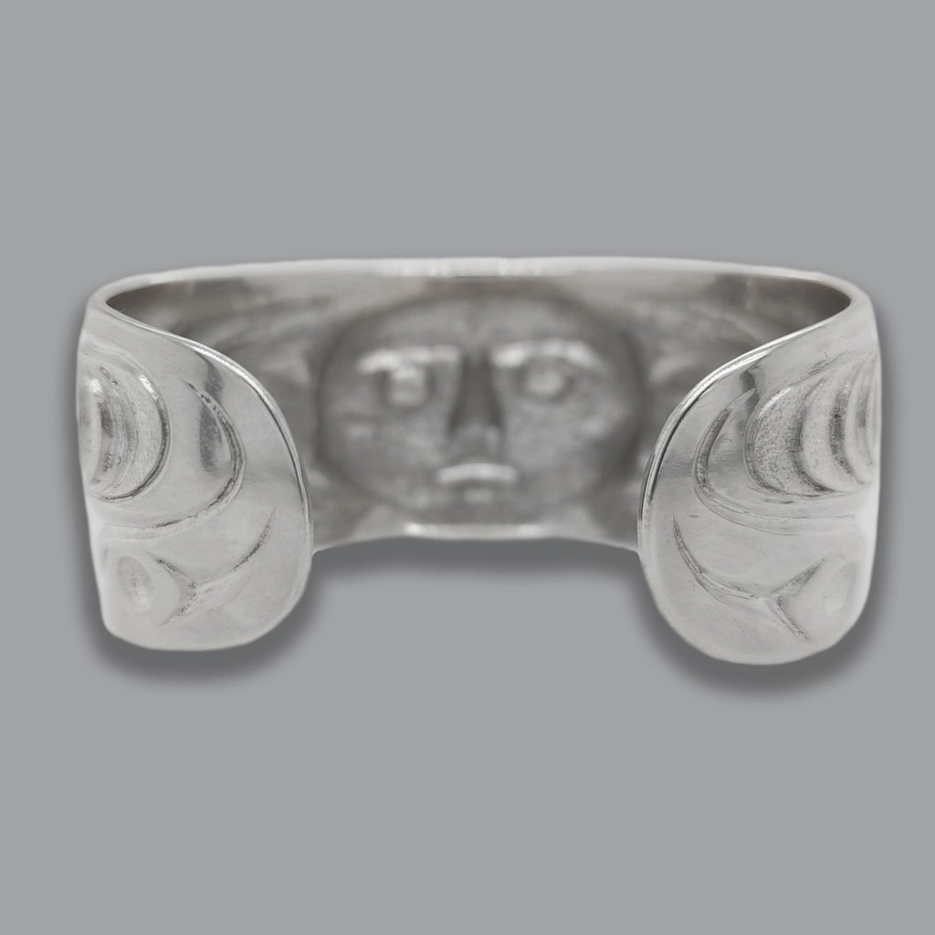 First Nations Silver and ivory Hammered Bracelet by Coast Salish artist Luke Marston