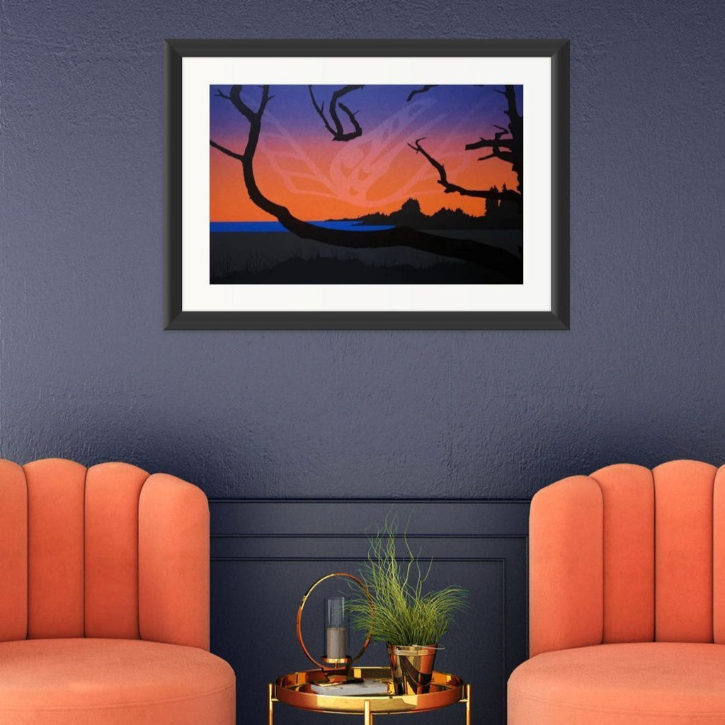 Raven and Sunset Limited Edition Print by Tsimshian artist Roy Vickers