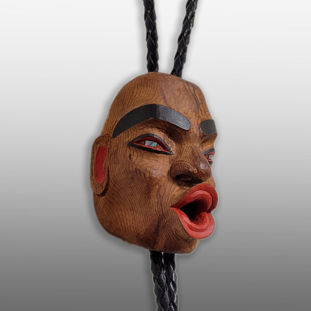 Carved Wood Wild Woman or Tsonoqua Pendant by Kwakwaka'wakw artist Stephen Bruce