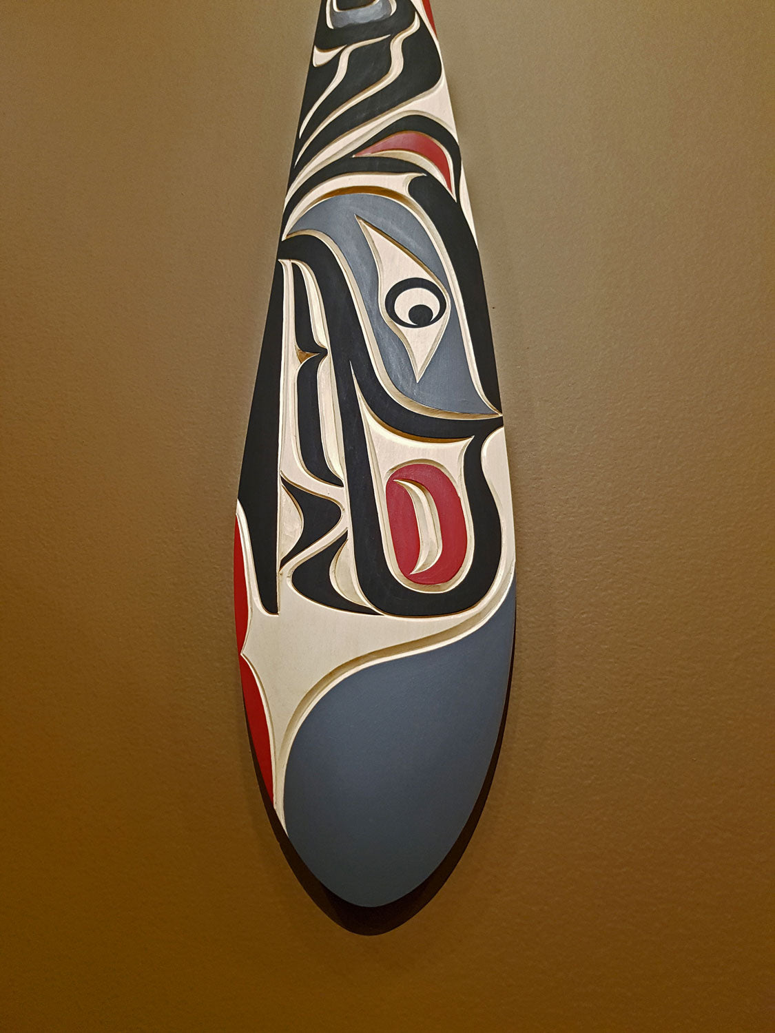 Cedar Wolf Paddle by Kwakiutl carver Trevor Hunt